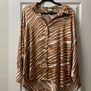 Brown and White Zebra Print Women's Top